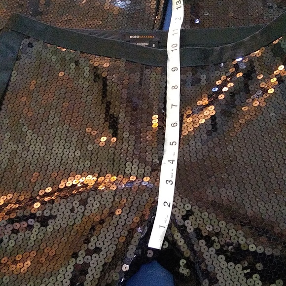 BCBG Max Azria black sequin tuxedo style pants size 8 - Picture 4 of 10